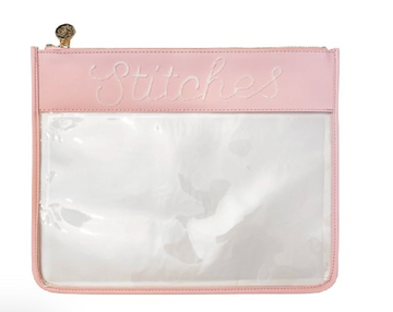 Large Pink Stitches Clear Zip Pouch