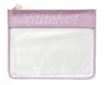 Large Purple Stitches Clear Zip Pouch