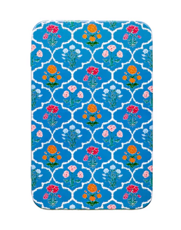 Printed Tin Box: Block Print Florals Blue