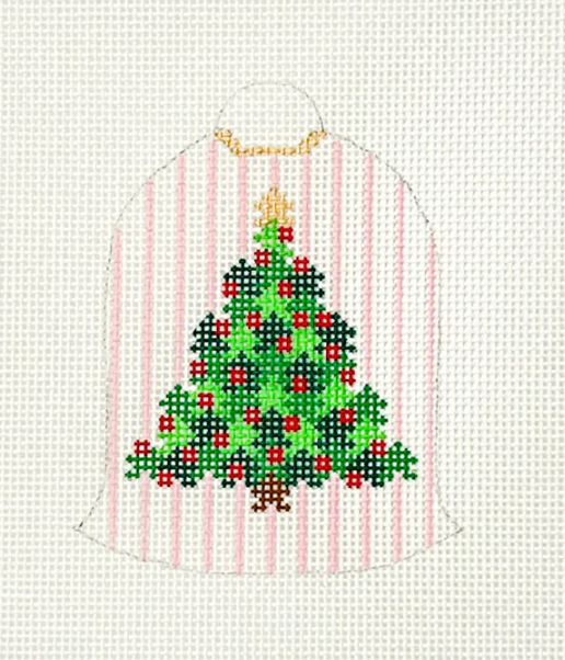 Christmas Tree on Pink Stripes Bell