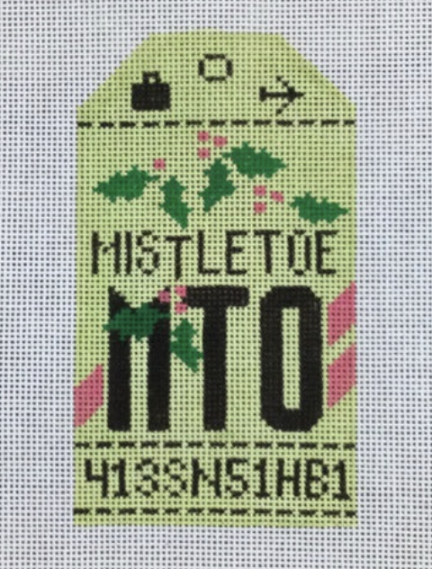 Mistletoe Retro Travel Tag