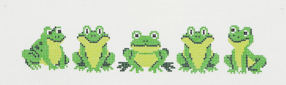 Frogs in a Line – Canvas Queen Needlepoint