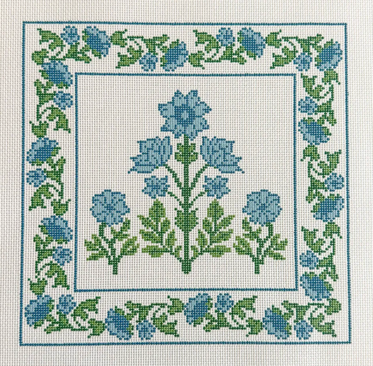 Large Blue Block Print Floral