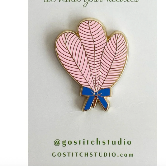 Pink Ostrich Feather Fan Needle Minder