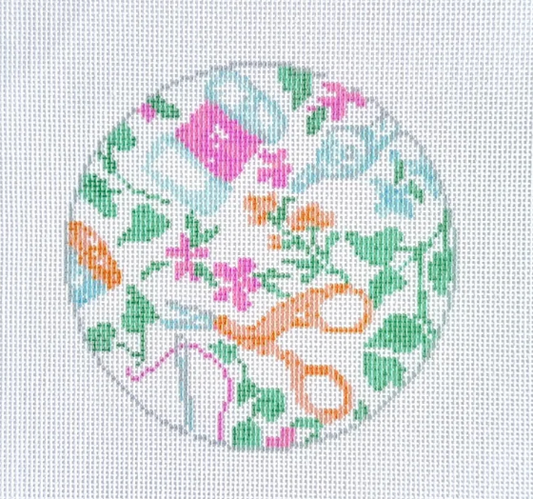Needlepoint Print Round