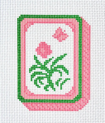 Orange Mahjong Flower Tile
