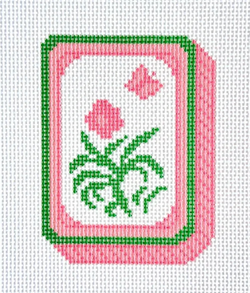 Orange Mahjong Flower Tile