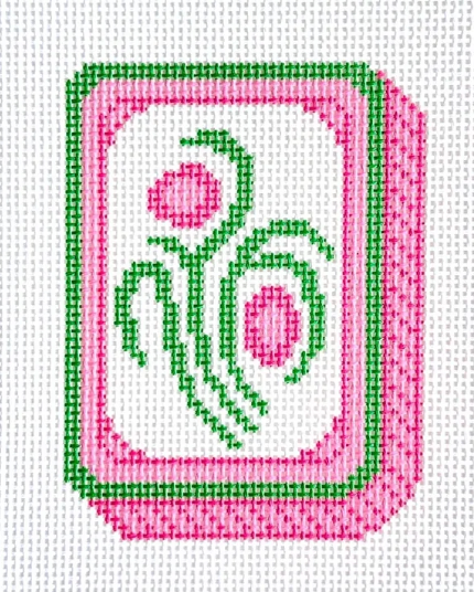 Pink Mahjong Flower Tile