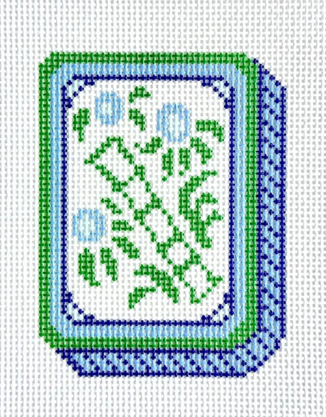 Blue Mahjong Flower Tile