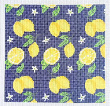 Lemons on Navy Printed Canvas