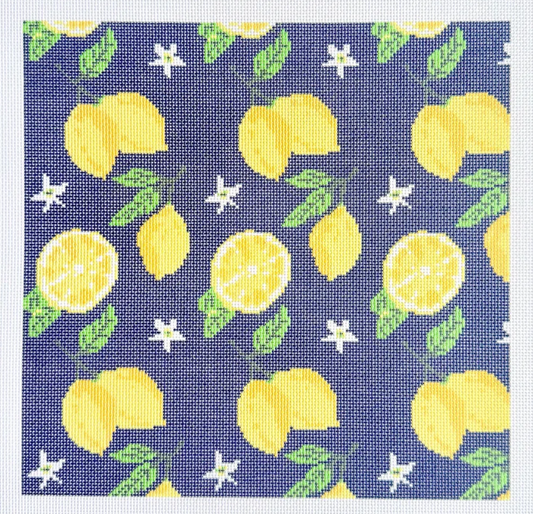 Lemons on Navy Printed Canvas