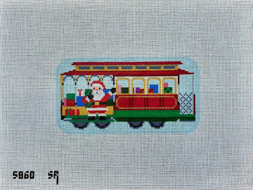 Cable Car Santa Ornament