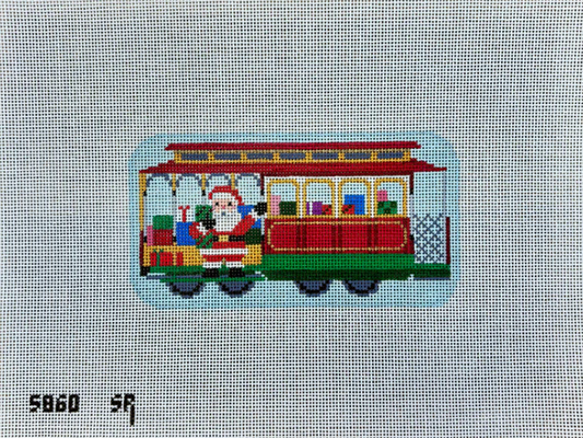 Cable Car Santa Ornament