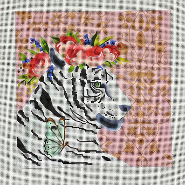 White Tiger with Floral Crown