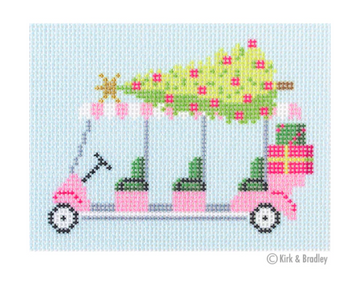 Palm Beach Golf Cart with Christmas Tree