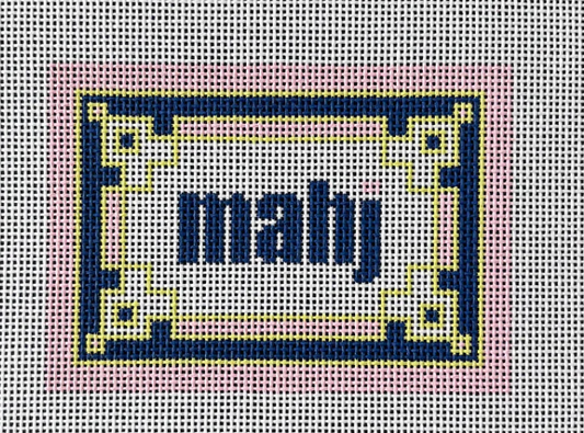 Key Corner Pink Navy Citron SF Mahjong Card Sleeve Canvas
