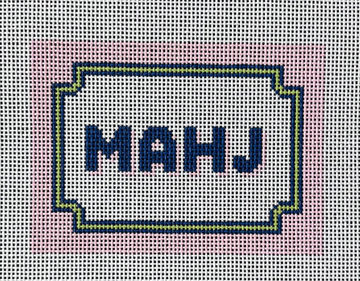 Bracket Frame Pink Navy Citron SF Mahjong Card Sleeve Canvas