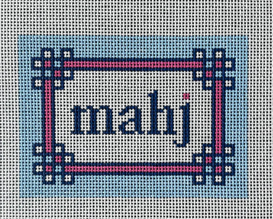 Floral Corner Light Blue Pink SF Mahjong Card Sleeve Canvas
