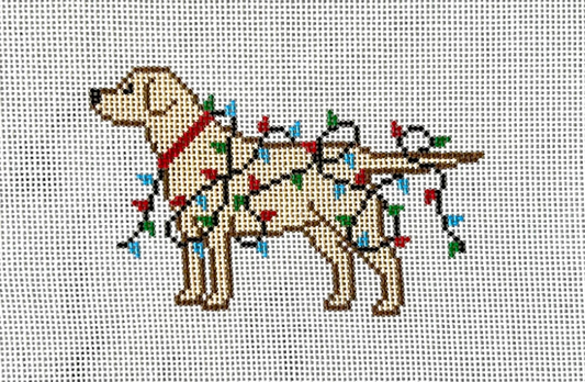 Christmas Lights Yellow Lab