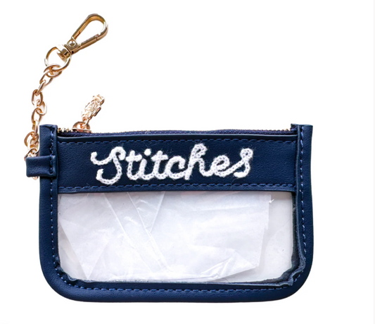 Mini Navy Stitches Clear Zip Pouch