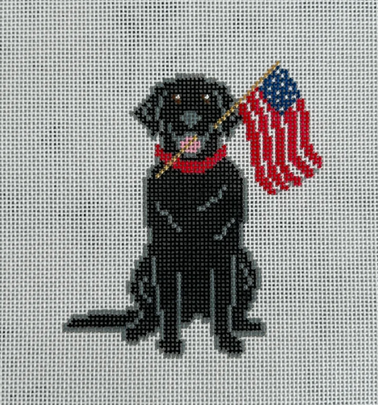 Black Lab with American Flag
