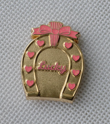 Lucky Heart Horseshoe PINK GlitterNeedleminder