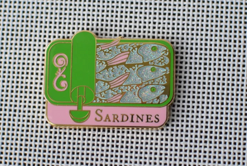 Pink and Green Sardine Can Needle Minder