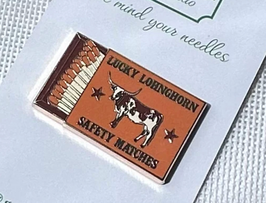 Lucky Longhorn Matchbox Needleminder