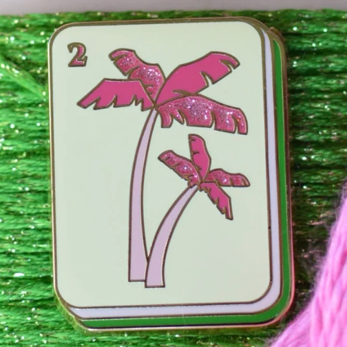Pink Palm Tree Mahjong Tile Needleminder
