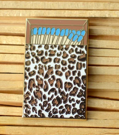 Blue Leopard Print Matchbox Needleminder
