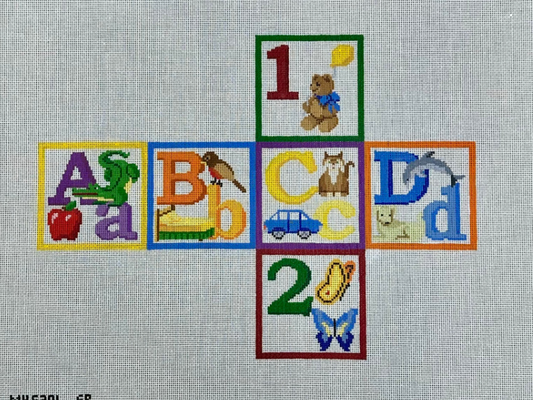 3D Alphabet Block A, B, C, D, 1, 2