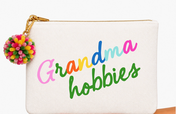 White Grandma Hobbies Zip Bag