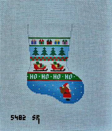 Tree, Sleigh Santa Stripe Mini Stocking (Trunk Show)