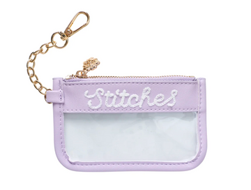 Purple Mini Stitches Clear Zip Pouch