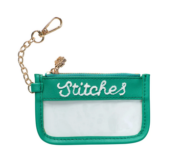 Green Mini Stitches Clear Zip Pouch