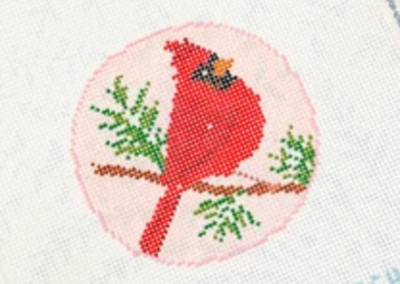 Pink Cardinal Round with Stitch Guide