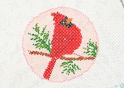 Pink Cardinal Round with Stitch Guide