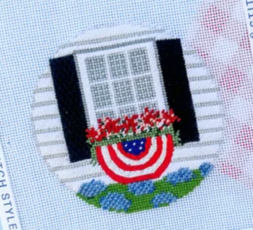 Patriotic Window with Bunting with Stitch Guide