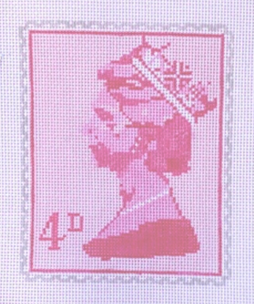 Pink Queen Elizabeth Stamp with Stitch Guide