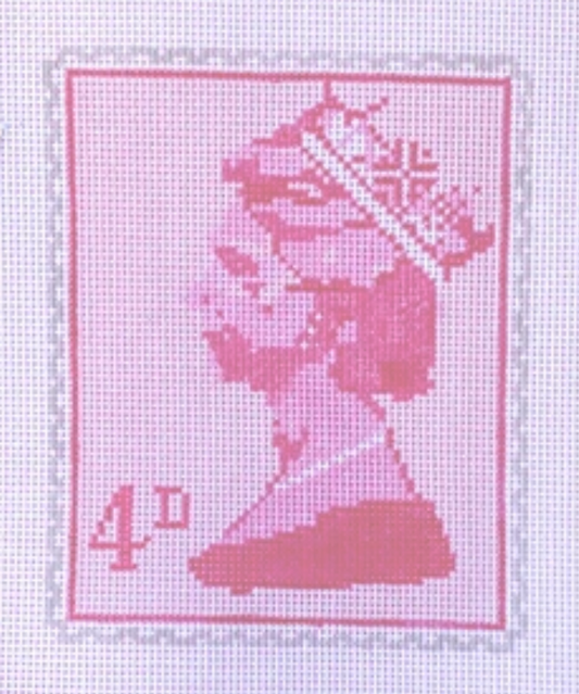 Pink Queen Elizabeth Stamp with Stitch Guide