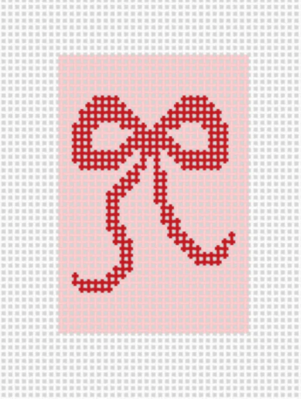 Red Bow on Pink Rectangle