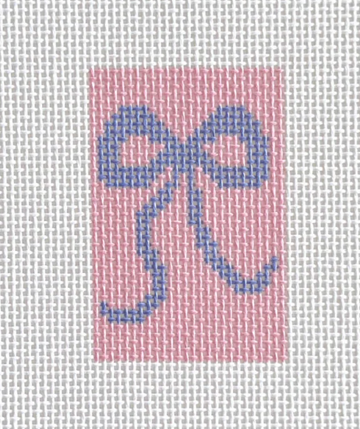 Blue Bow on Pink Rectangle