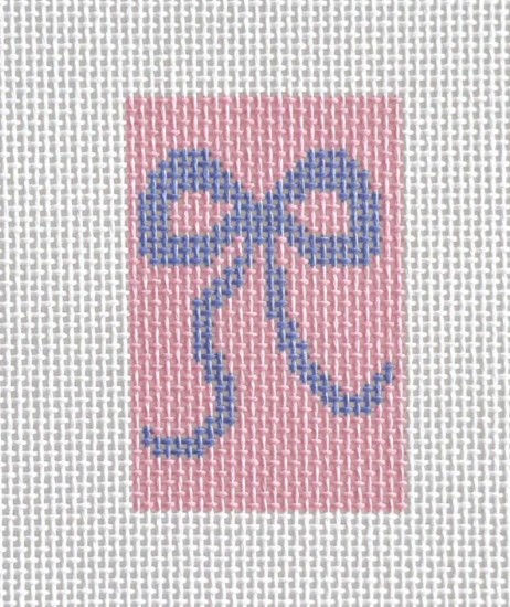 Blue Bow on Pink Rectangle