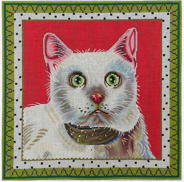 Large Cat on Red Background