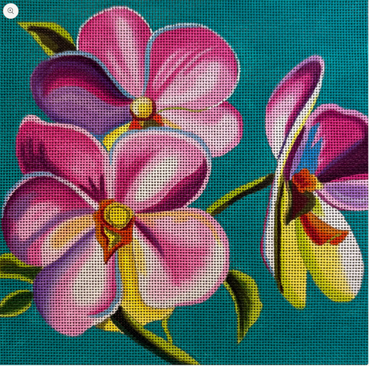 Pink and Purple Petals on Turquoise Background