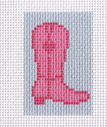Pink Cowboy Boot on Blue Rectangle