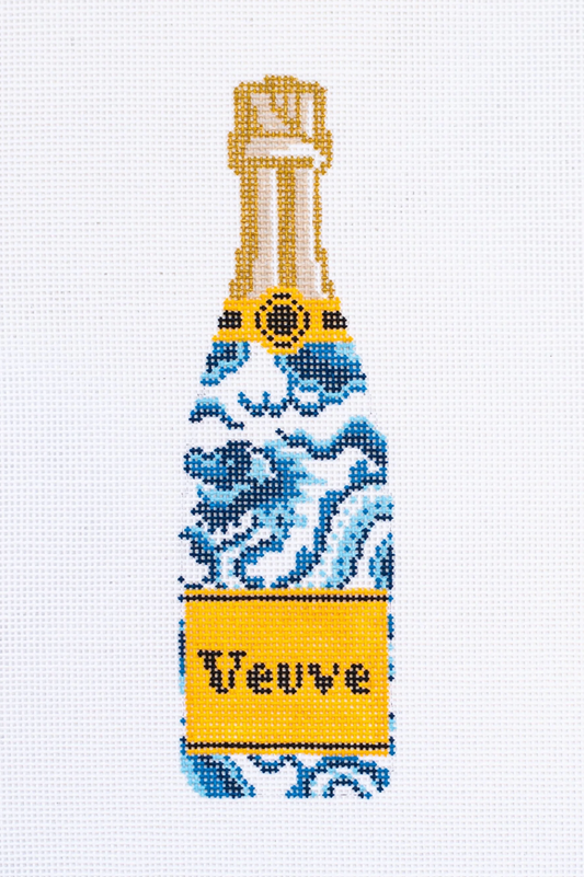 Champagne Bottle Blue Chinoiserie