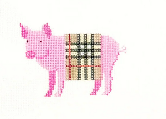 Pig in a Burberry Plaid Blanket