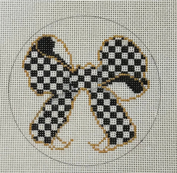 Black and White Checker Bow 4 inch