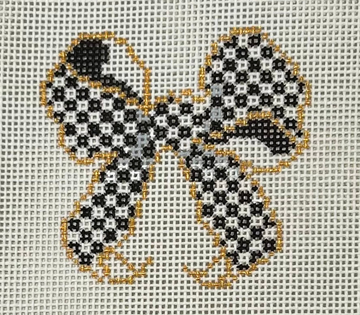 Black and White Checker Bow Mini 2x2